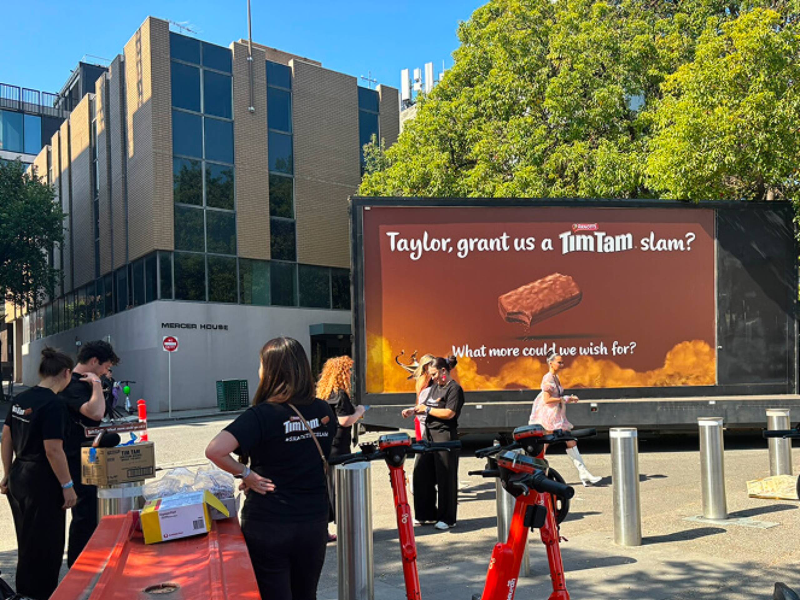Billboard Advertising Tips – TimTam Slam Campaign Billboard advertising tips showcased with TimTam promotional event in Melbourne street scene